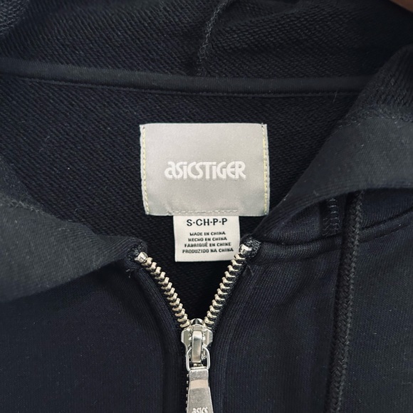 BNWT MEN'S ASICS TIGER HOODIE SWEATSHIRT FULL ZIP BLACK US SIZE SMALL (S) - Picture 2 of 11